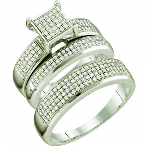 0.63 Carat (ctw) 10k White Gold Round White Diamond Men & Women
