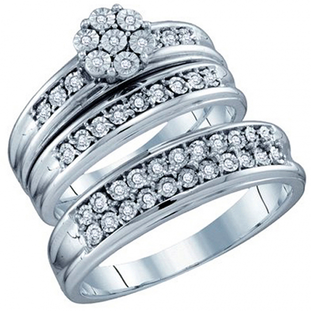 0.12 Carat (ctw) 10k White Gold Brilliant White Diamond Men & Women