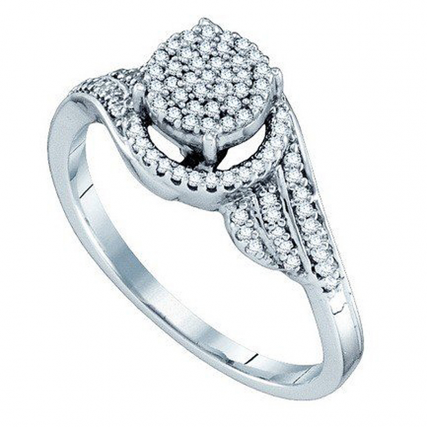 0.25 Carat (ctw) 10k White Gold Brilliant White Diamond Ladies Micro Pave Bridal Engagement Ring