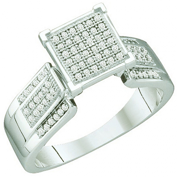 0.25 Carat (ctw) 10k White Gold Round White Diamond Ladies Micro Pave Bridal Engagement Ring