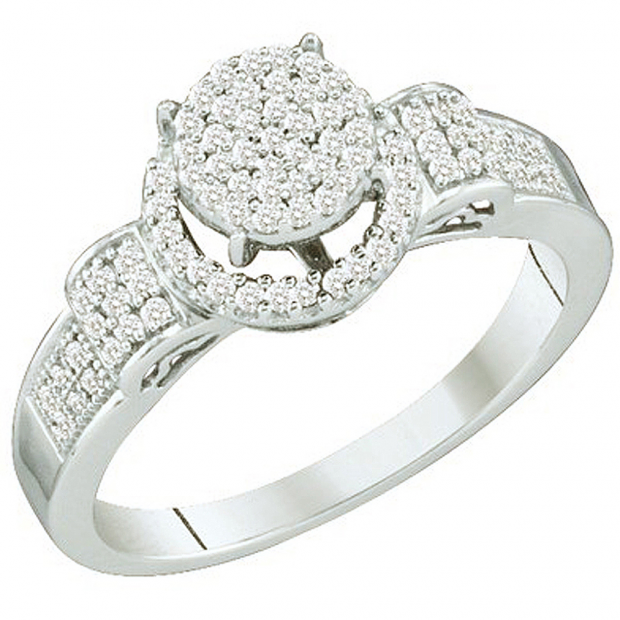 0.25 Carat (ctw) 10k White Gold Round White Diamond Ladies Micro Pave Bridal Engagement Ring