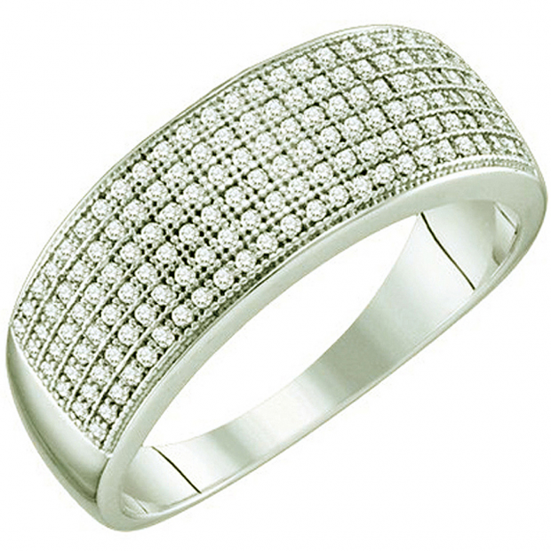 0.50 Carat (ctw) 10k White Gold Round White Diamond Men