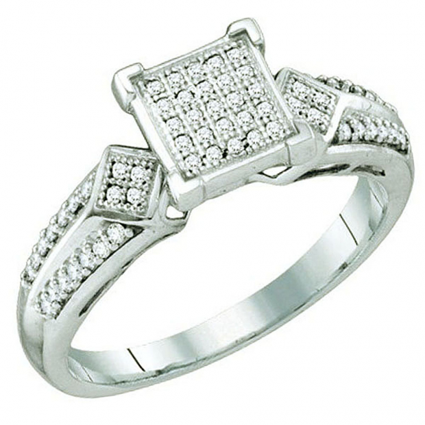 0.20 Carat (ctw) 10k White Gold Round White Diamond Ladies Bridal Engagement Ring