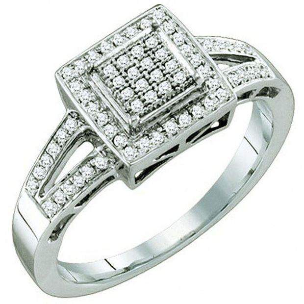 0.20 Carat (ctw) 10k White Gold Brilliant White Diamond Ladies Vintage Style Bridal Engagement Ring