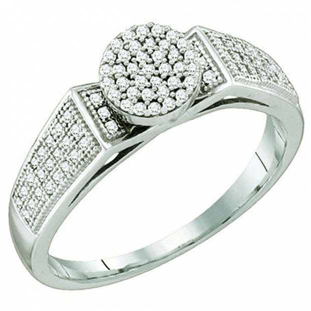 0.25 Carat (ctw) 10k White Gold Round White Diamond Ladies Micro Pave Bridal Engagement Ring
