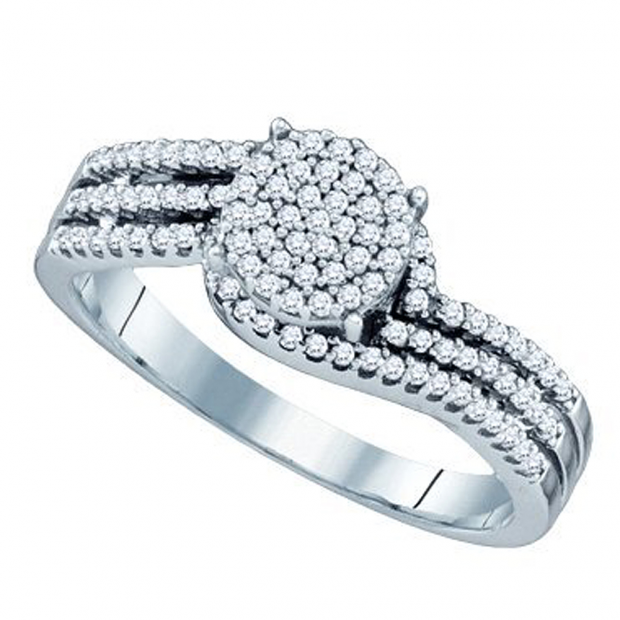 0.33 Carat (ctw) 10k White Gold Round White Diamond Ladies Micro Pave Bridal Engagement Ring