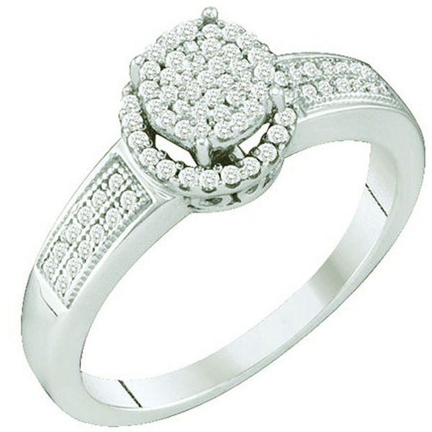 0.25 Carat (ctw) 10k White Gold Brilliant White Diamond Ladies Micro Pave Bridal Engagement Ring