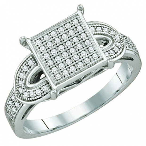 0.25 Carat (ctw) 10k White Gold Brilliant White Diamond Ladies Micro Pave Bridal Engagement Ring