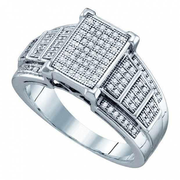 0.33 Carat (ctw) 10k White Gold Round White Diamond Ladies Micro Pave Bridal Engagement Ring