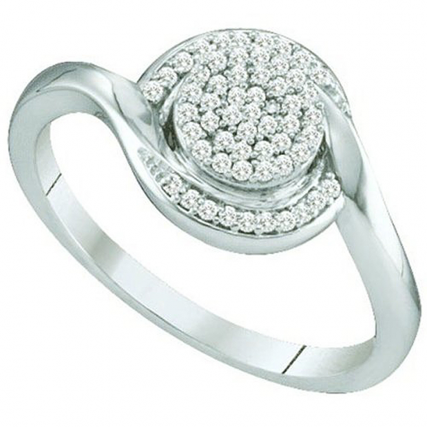 0.15 Carat (ctw) 10k White Gold Round Diamond Ladies Bridal Engagement Ring