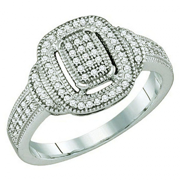 0.25 Carat (ctw) 10k White Gold Brilliant White Diamond Ladies Micro Pave Bridal Engagement Ring
