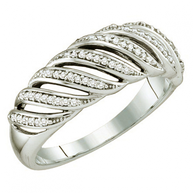 0.18 Carat (ctw) 10k White Gold Round Diamond Ladies Wedding Cocktail Band Ring