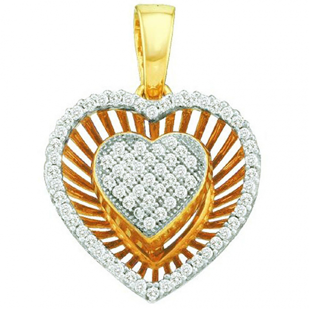 0.25 Carat (ctw) 10k Yellow Gold Brilliant White Diamond Ladies Heart Pendant