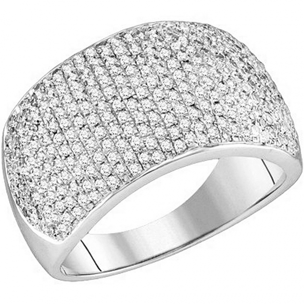 1.00 Carat (ctw) 10k White Gold Round White Diamond Ladies Micro Pave Wedding Anniversary Band