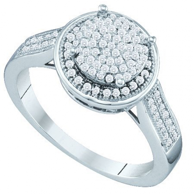 0.33 Carat (ctw) 10k White Gold Round White Diamond Ladies Vintage Style Bridal Engagement Ring