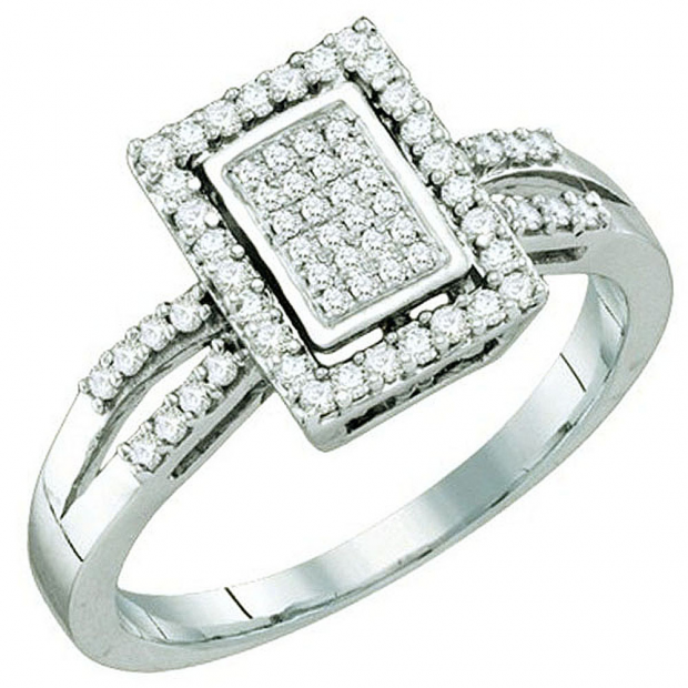 0.29 Carat (ctw) 10k White Gold Brilliant White Diamond Ladies Micro Pave Engagement Ring