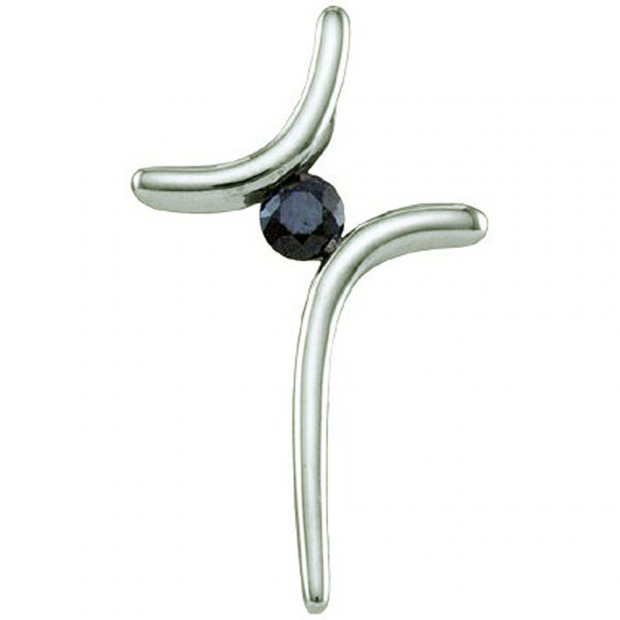 0.27 Carat (ctw) Sterling Silver Black Diamond Ladies Solitaire Pendant