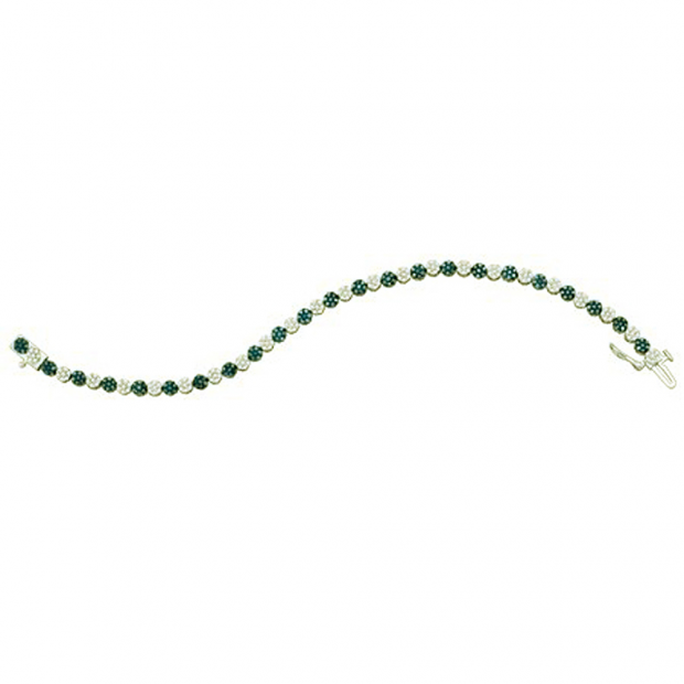 2.00 Carat (ctw) 10k White Gold Round White & Blue Diamond Ladies Tennis Bracelet