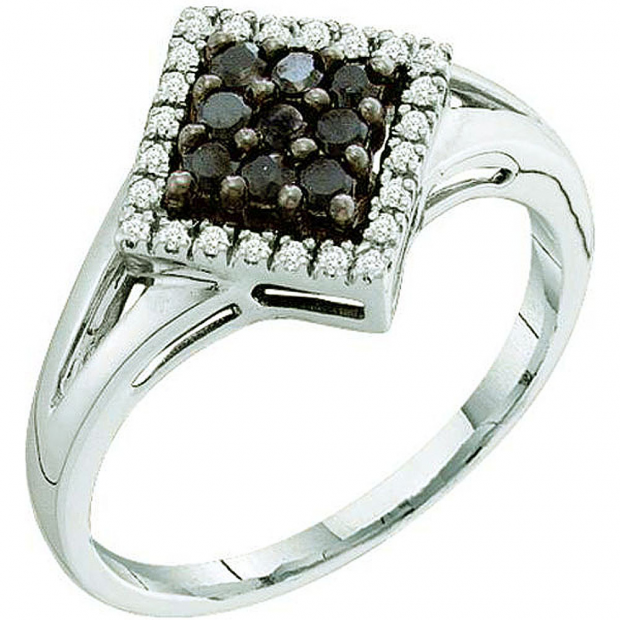 0.25 Carat (ctw) 14k White Gold Black & White Diamond Ladies Cocktail Ring