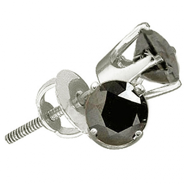 0.25 Carat (ctw) 10k White Gold Round Black Diamond Ladies Stud Earrings