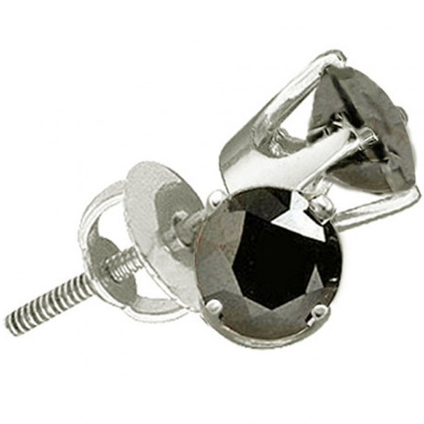 0.25 Carat (ctw) Sterling Silver Round Black Diamond Ladies Stud Earrings
