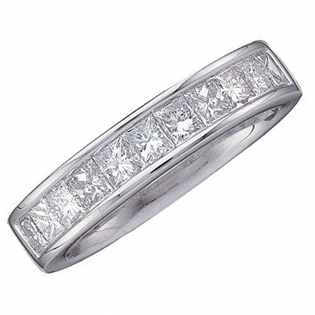 1.00 Carat (ctw) 14k White Gold Princess Cut White Diamond Ladies Fashion Anniversary Wedding Invisible Band