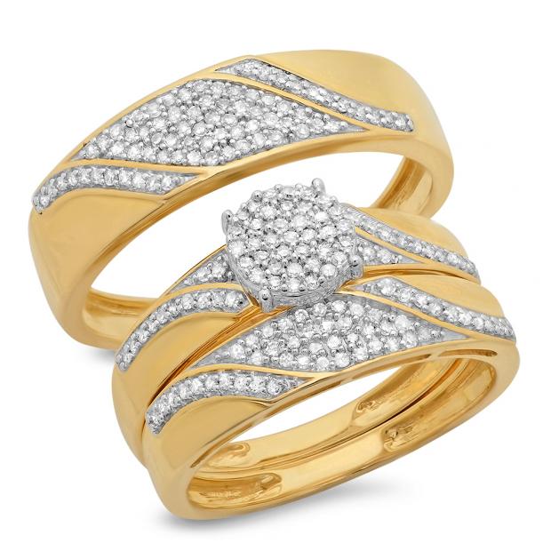 0.50 Carat (ctw) 10K Yellow Gold Round White Diamond Men & Women