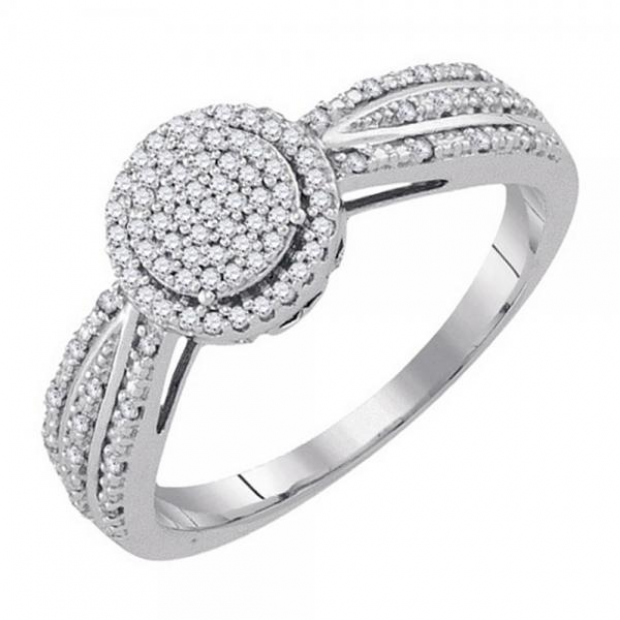0.20 Carat (ctw) 10K White Gold Round Diamond Ladies Bridal Micro Pave Engagement Ring 1/5 CT
