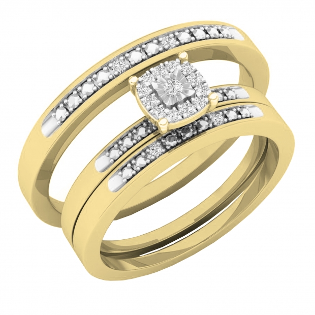 0.08 Carat (ctw) 10K Yellow Gold Round White Diamond Men & Women