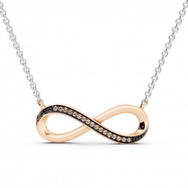 0.06 Carat (ctw) 10K Rose Gold Round Champagne Diamond Ladies Infinity Shape Pendant