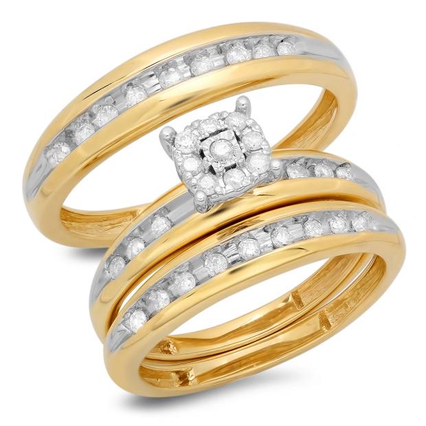 0.50 Carat (ctw) 10K Yellow Gold Round White Diamond Men