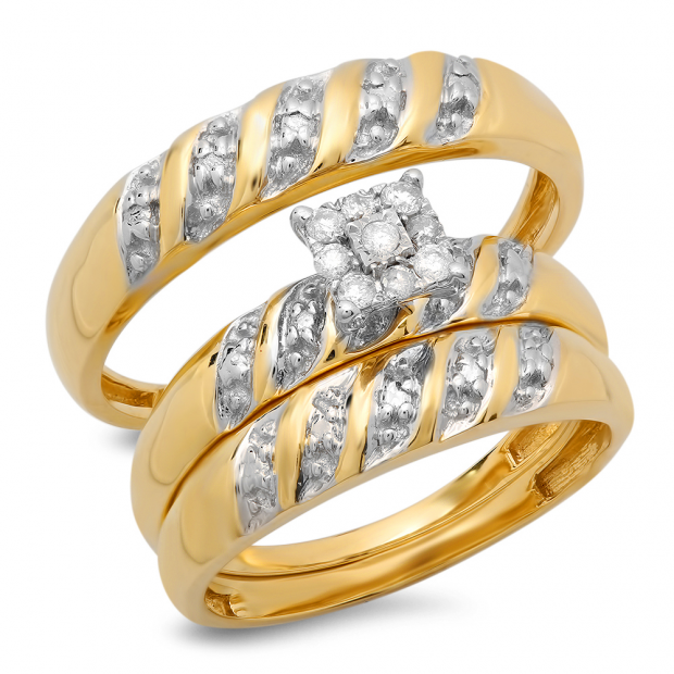 0.32 Carat (ctw) 10K Yellow Gold Round White Diamond Men