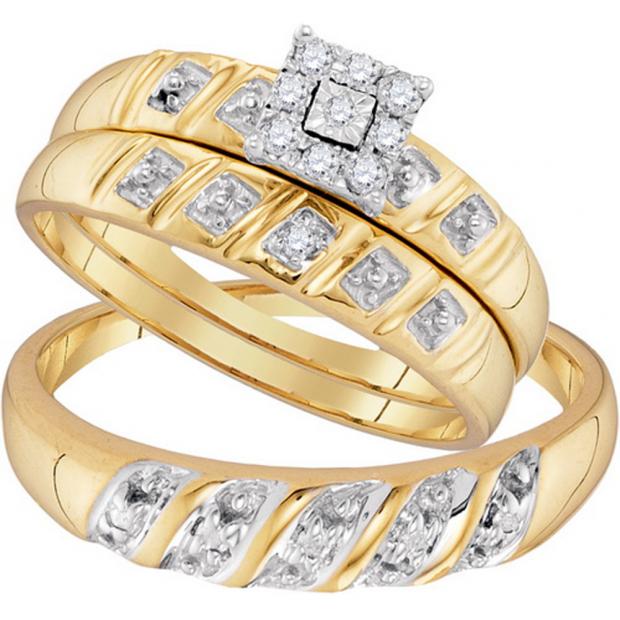 0.13 Carat (ctw) 10K Yellow Gold Round White Diamond Men & Women
