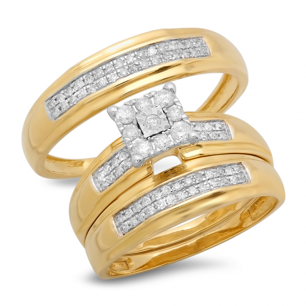 0.34 Carat (ctw) 10K Yellow Gold Round White Diamond Men