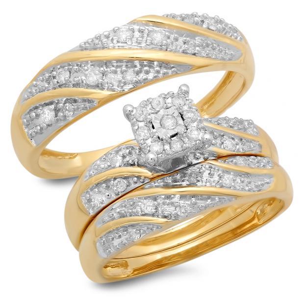 0.31 Carat (ctw) 10K Yellow Gold Round White Diamond Men