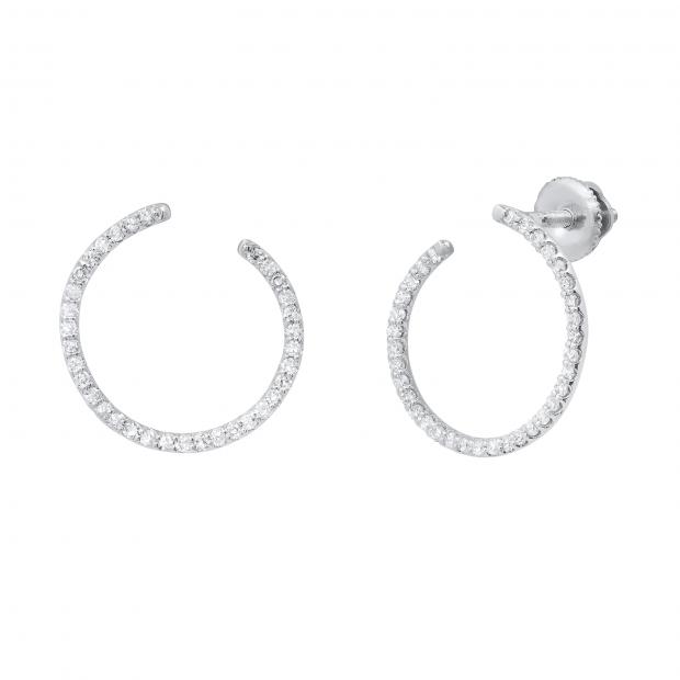 Round White Diamond Half Circle Screwback Stud Earrings for Her (0.27 ctw Color I-J Clarity I2-I3) in 925 Sterling Silver