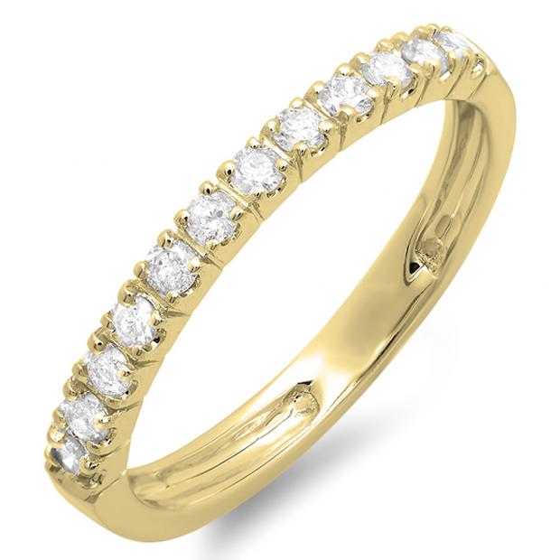 0.40 Carat (ctw) 14K Yellow Gold Round Diamond Anniversary Wedding Ring Stackable Band