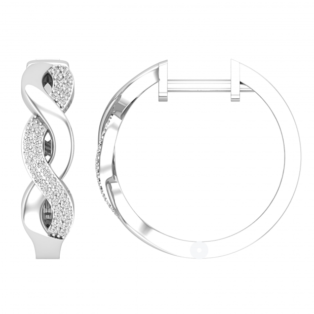 Round White Diamond Swirl Criss Cross Hinged Hoop Earrings for Women (0.17 Carat, Color I-J, Clarity I2-I3) in 925 Sterling Silver