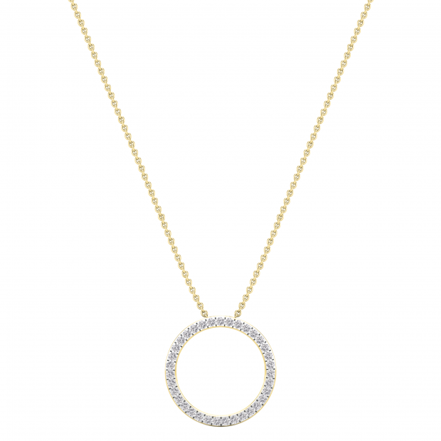 Round White Diamond Open Eternity Circle of Life Circle Pendant for Her (1.75 ctw, Color I-J, Clarity I1-I2) in 14K Yellow Gold