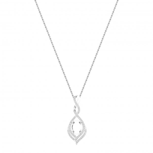 Round White Diamond Twist Infinity 10X8mm Oval Semi Mount Pendant for Women (0.47 ctw, Color I-J, Clarity I2-I3) in 925 Sterling Silver