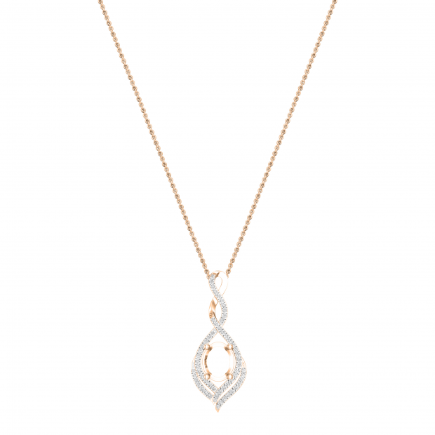 Round White Diamond Twist Infinity 10X8mm Oval Semi Mount Pendant for Her (0.47 ctw, Color I-J, Clarity I2-I3) in 10K Rose Gold