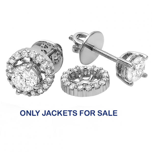 0.25 Carat (ctw) 14k White Gold Round Diamond Removable Jackets for Stud Earrings 1/4 CT