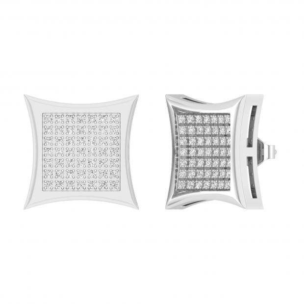 Round White Diamond Concave Unisex Stud Earrings (0.66 ctw, Color I-J, Clarity I2-I3) in 10K White Gold in Push Back