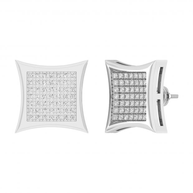 Round White Diamond Concave Unisex Stud Earrings (0.66 ctw, Color I-J, Clarity I2-I3) in 10K White Gold in Screw Back