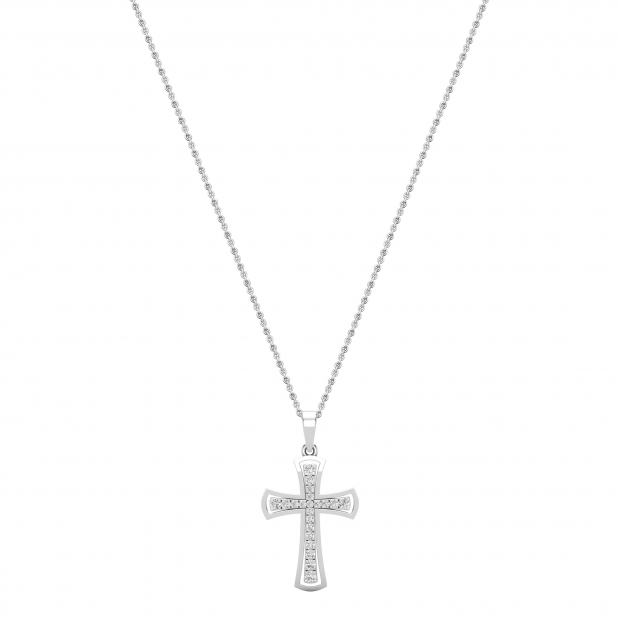 0.23 Carat (ctw) Round White Diamond Delicate Cross Pendant with 18 inch Silver Chain for Women in 925 Sterling Silver