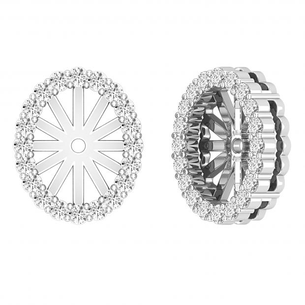 Round White Diamond Oval Shaped Removable Earring Jackets for Women in 10K White Gold (0.42 ctw, Color I-J, Clarity I2-I3)