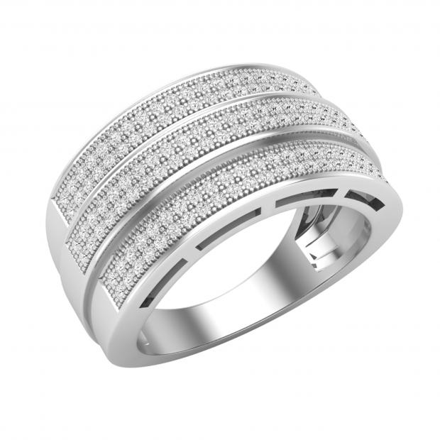 Round White Diamond 3 Band Style Ring for Women (0.45 ctw, Color I-J, Clarity I2-I3) in 10K White Gold