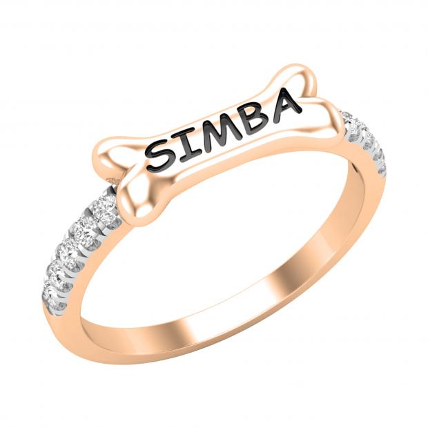 0.15 Carat Round White Diamond Dog Bone Simba Stackable Ring for Women in 14K Rose Gold