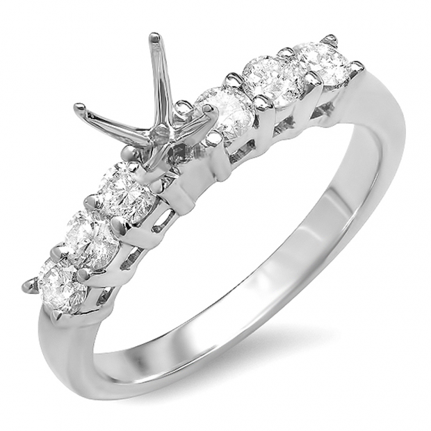 0.50 Carat (ctw) 14K White Gold Round Diamond 7 Stone look Semi Mount Ladies Engagement Bridal Ring (No Center Stone)