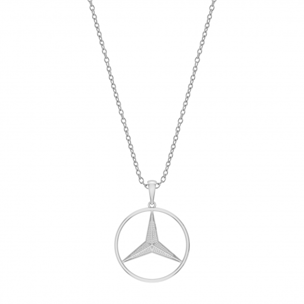 0.34 Cttw Round White Diamond Mercedes Logo Pendant Necklace with 18 inch Silver Chain for Men in 925 Sterling Silver